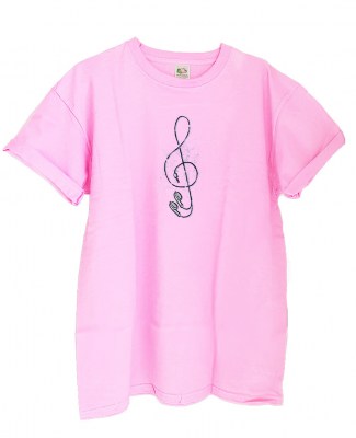 Boyfriend T-shirt FRUIT OF THE LOOM earphone σε ροζ χρώμα.